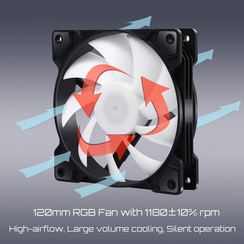 upHere 120mm Case Fan,Support 5V ARGB Addressable Motherboard SYNC,Colorful Cooler Speed Adjustable with Fan Control Hub for PC Cases, CPU Coolers,Radiators System,6-Pack,SR12-06-6 - Image 3
